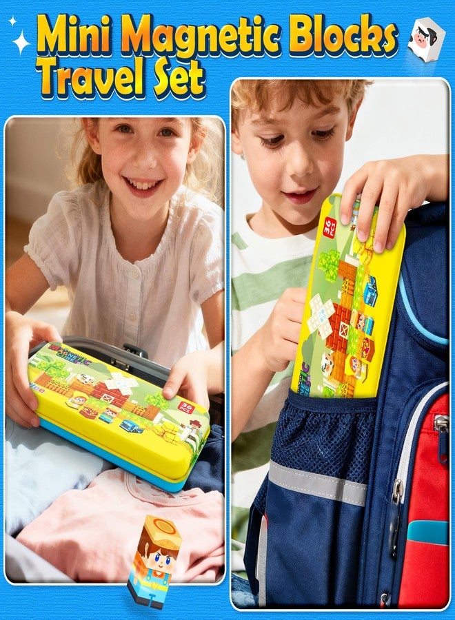 Soyee Magnetic Blocks Travel Toddler Toys Magnet Building Tiles Construction Cubes STEM Sensory Learning Farm Toys with Box Christmas Birthday Gifts for Kids Ages 3 4 5 6 7 8 Year Old Boys Girls - Image 2